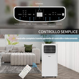 SHINCO Condizionatore Portatile 9000 BTU/H, 2,6kW, 22㎡, 3-in-1 Climatizzatore Portatile con tubo di scarico, Ventilatore, Raffreddamento, Deumidificazione, 24H Timer, Sleep Mode, Funzione Follow-me